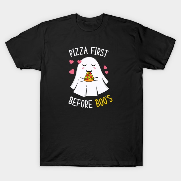 cute halloween stickers - pizza ghost T-Shirt by teemarket